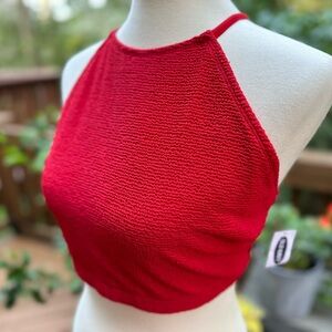 Old Navy Red Textured Racerback Bikini Top